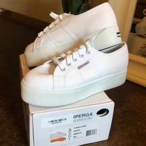 NWT White Superga Platforms